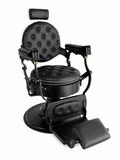 Rome Black on Black Barber Chair with Silver Pins VC-31968-BLK